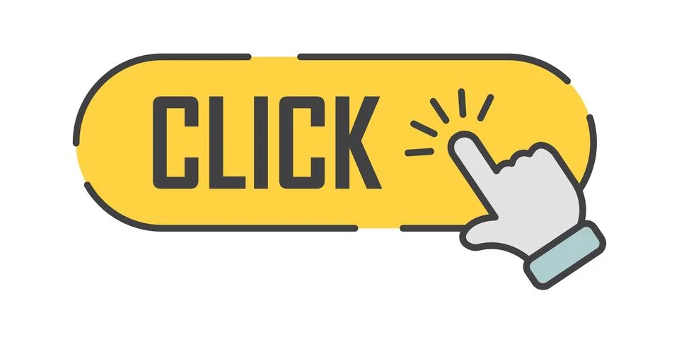 Click here banner icon in flat style. Ecommerce vector illustration on isol.. Stock Illustration