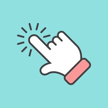 Click here banner icon in flat style. Ecommerce vector illustration on isol.. Illustrazione stock