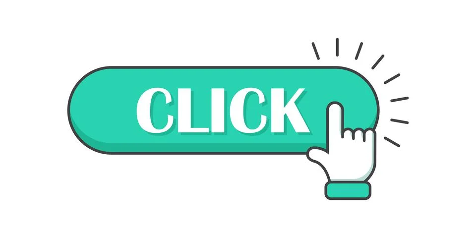 Click here banner icon in flat style. Ecommerce vector illustration on isol.. Stock Illustration