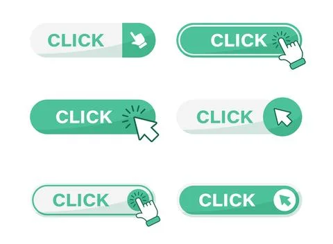 Click here banner icon in flat style. Ecommerce vector illustration on isol.. Stock Illustration