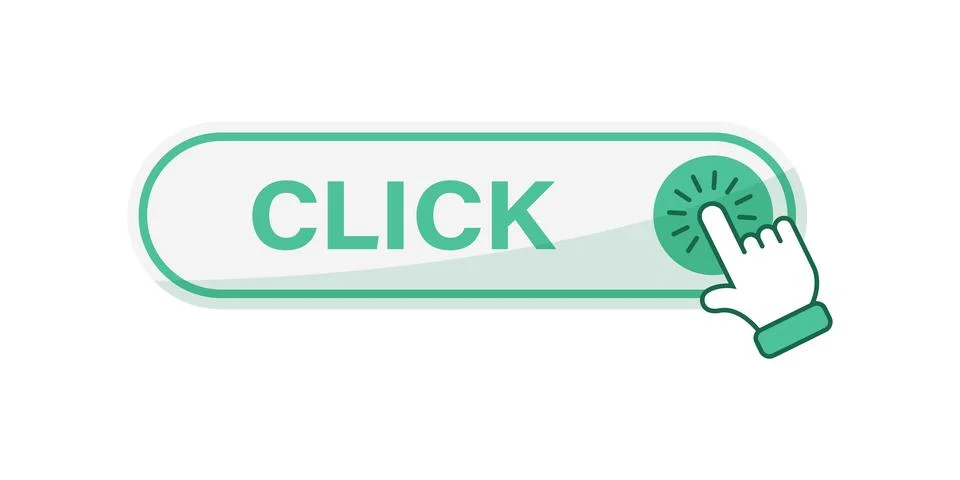 Click here banner icon in flat style. Ecommerce vector illustration on isol.. Stock Illustration