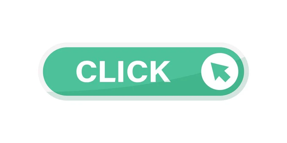 Click here banner icon in flat style. Ecommerce vector illustration on isol.. Illustrazione stock