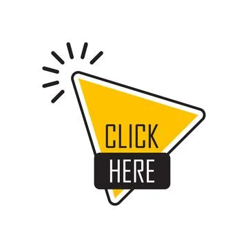 Click here banner icon in flat style. Ecommerce vector illustration on isol.. Stock Illustration