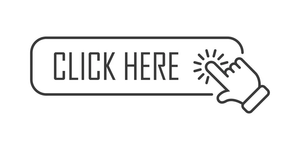 Click here banner icon in flat style. Ecommerce vector illustration on isol.. Stock Illustration