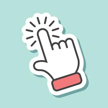 Click here banner sticker icon in flat style. Ecommerce vector illustration.. Stockillustratie