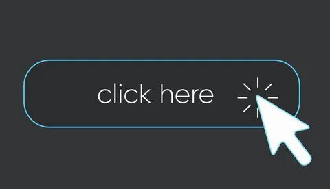 Click here banner. Web button with action of hand pointer. Click here, UI button イラスト素材