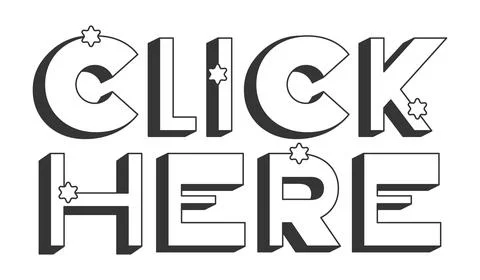 Click here bold black and white 3D text Stock Illustration