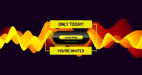 Click here button. Abstract wavy background with dynamic effect. Illustrazione stock