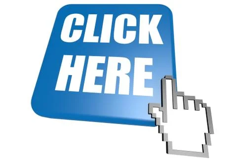 Click here button with cursor Illustrazione stock
