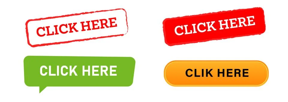 Click here button rectangle shape push for apply join register promotion Stock Illustration