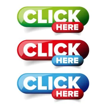 Click Here button set vector Illustrazione stock