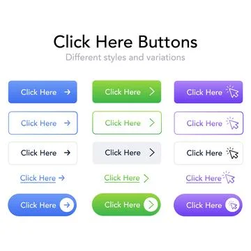 Click here button set. vector illustration 스톡 일러스트