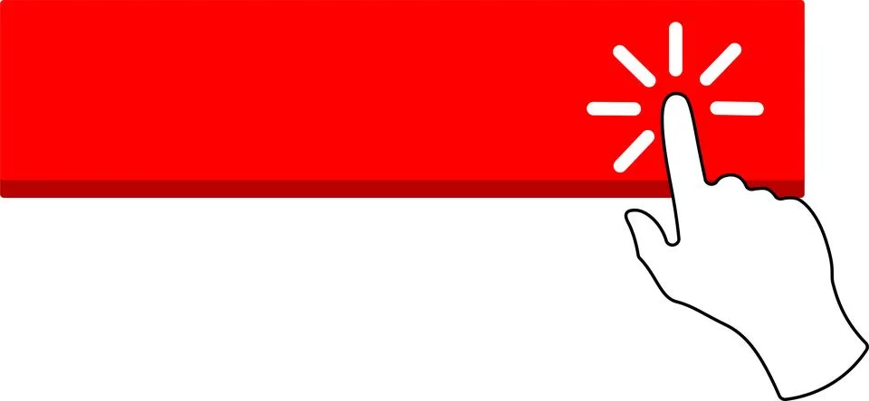 Click here button shape with hand pointer Stock Illustration