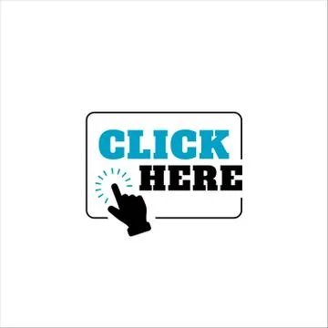 Click here button vector. symbol of hand pointer clicking click here logo ico Stock Illustration