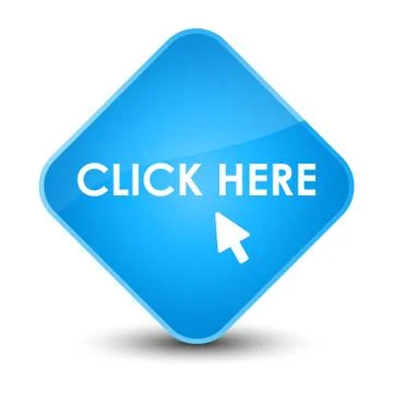 Click here elegant cyan blue diamond button Illustrazione stock