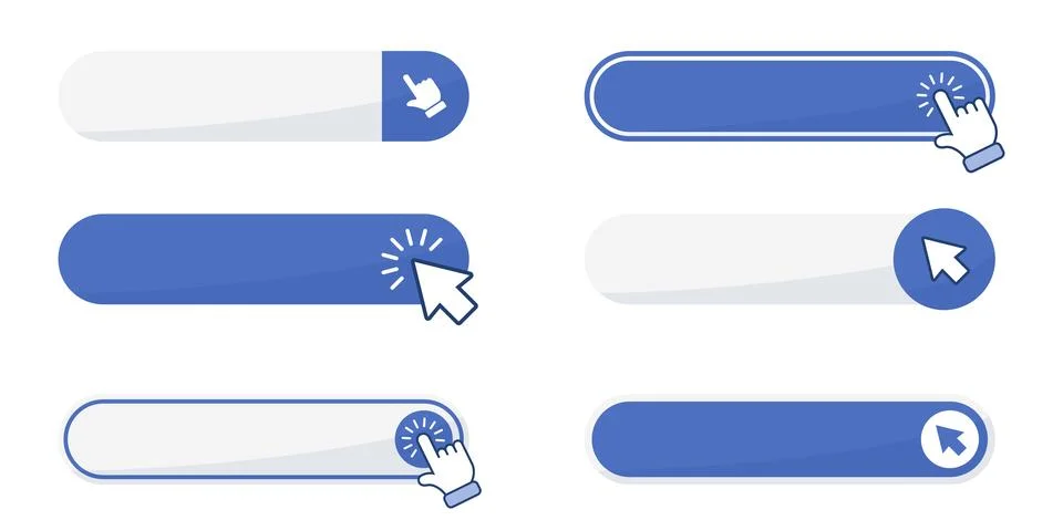 Click here empty banner icon set collection in flat style. Ecommerce vector.. Stock Illustration