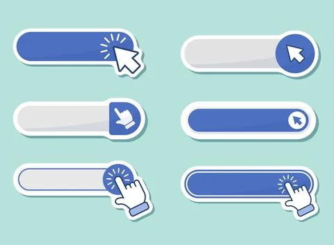Click here empty banner sticker icon set collection in flat style. Ecommerc.. Stock Illustration