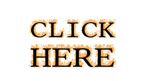 Click Here fire text effect white isolated background Stock Footage 137992995