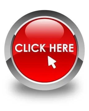 Click here glossy red round button Illustrazione stock