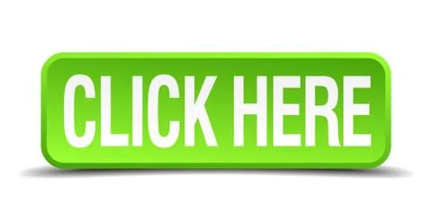 Click here green 3d realistic square isolated button Illustrazione stock