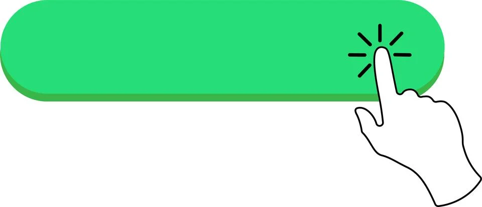 Click here green oval button shape with hand pointer Stockillustratie