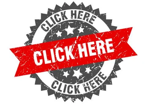 Click here grunge stamp with red band. click here Stock Illustration