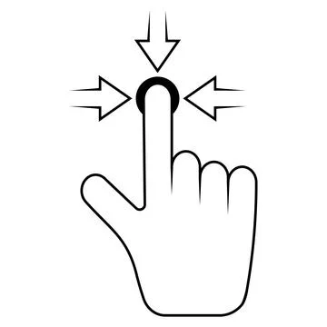 Click here the hand icon with the button pointer finger and arrow Stock Illustration