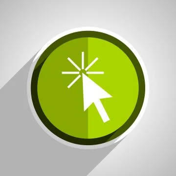 Click here icon, green circle flat design internet button, web and mobile app Stock Illustration
