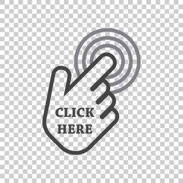 Click here icon. Hand cursor signs. Black button flat vector illustration. Stock Illustration
