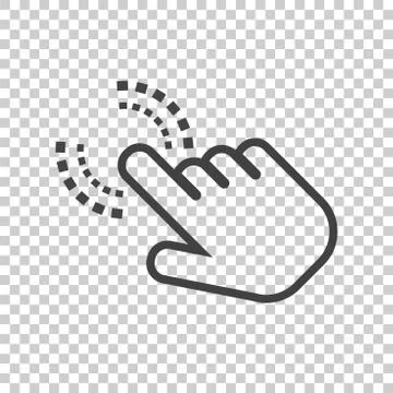 Click here icon. Hand cursor signs. Black button flat vector illustration. Stock Illustration