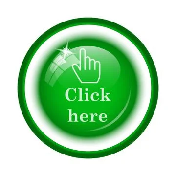 Click here icon. Internet button on white background.. Stock Illustration