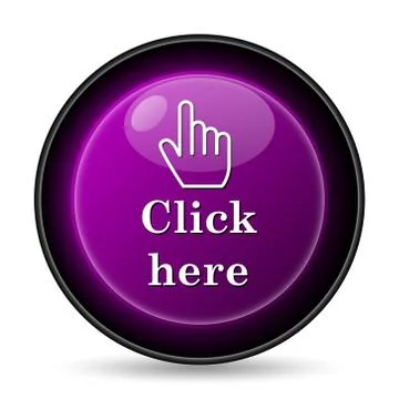 Click here icon. Internet button on white background.. 스톡 일러스트