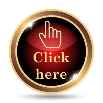 Click here icon. Internet button on white background.. Stock Illustration