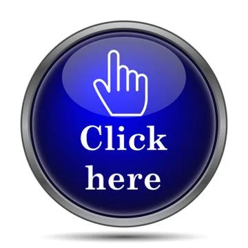 Click here icon. Internet button on white background.. Stock Illustration