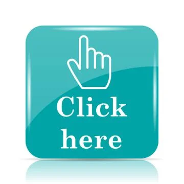 Click here icon. Internet button on white background.. 스톡 일러스트