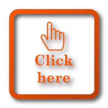 Click here icon. Internet button on white background.. Stock Illustration