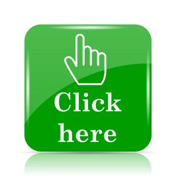 Click here icon. Internet button on white background.. 스톡 일러스트