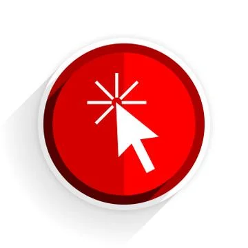 Click here icon, red circle flat design internet button, web and mobile app i 스톡 일러스트