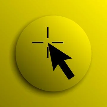 Click here icon. Yellow internet button.. Illustrazione stock