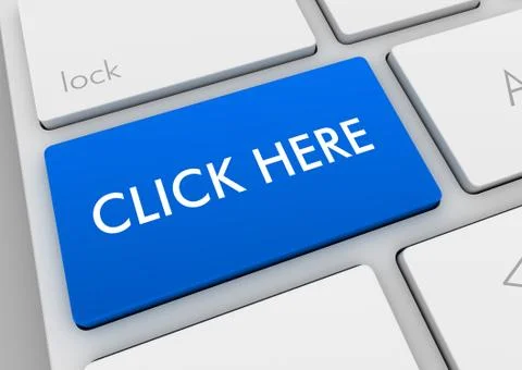 Click here keyboard concept  3d illustration イラスト素材