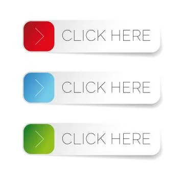 Click here label with arrow Stock Illustration