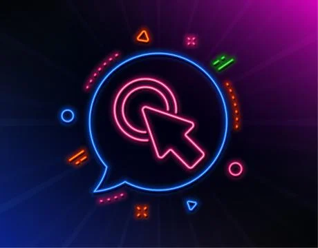 Click here line icon. Push the button sign. Vector Stock Illustration