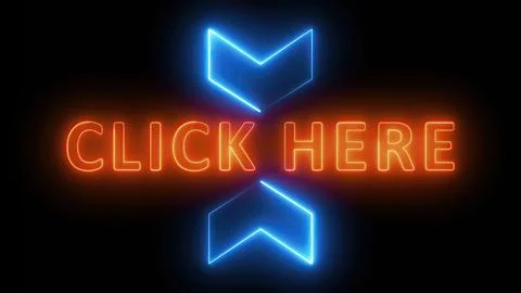 Click here neon text Stock Illustration