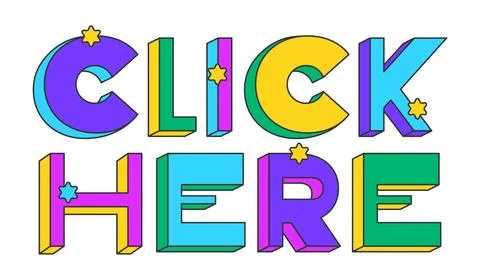 Click here playful 3D text design イラスト素材