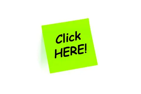 Click here! on a post-it note Illustrazione stock