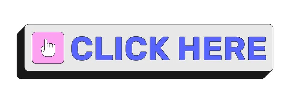 Click here rectangular UI web button Illustrazione stock