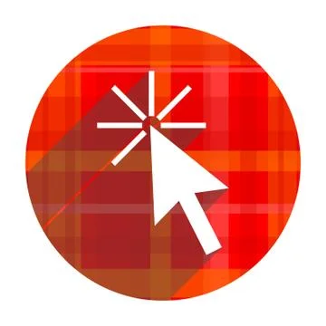 Click here red flat icon isolated. Stock Illustration