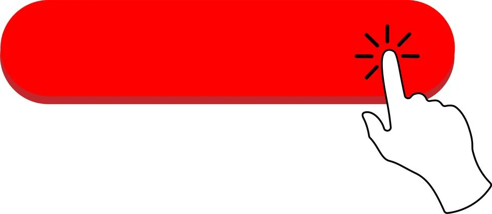 Click here red oval button shape with hand pointer Stock Illustration