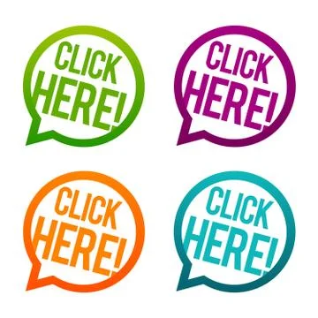 Click here round Buttons. Circle Eps10 Vector. Stock Illustration