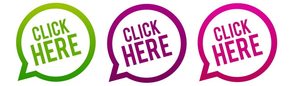 Click here - Round web Buttons. Circle Eps10 Vector. Stock Illustration